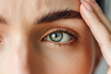Eye strain relief techniques and exercises and headache - obrazy, fototapety, plakaty
