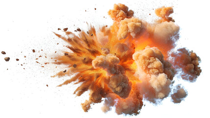 Fototapeta na wymiar A large explosion with flames and smoke isolated against a white background , Explosion fire and flames isolated on white, transparent,A huge ball of flames and smoke from an explosion 