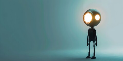 Obraz premium A Cyborg Explores the Enigma of Clarity and Uncertainty Through the of Its Illuminating Gaze