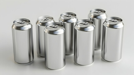 mockup of aluminum cans on a light background