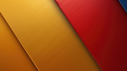 The abstract background of metal texture with empty space in red, yellow, and blue colors. 3D illustration of exuberant. generative AI