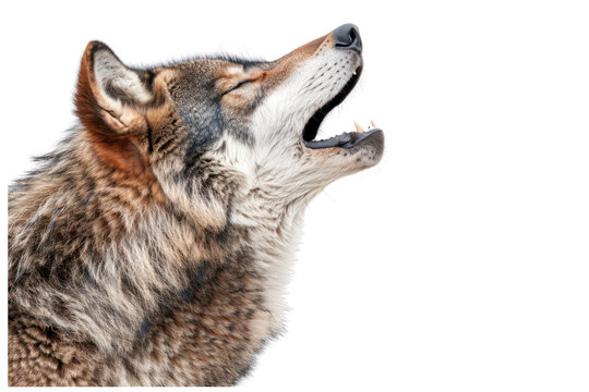 howling wolf on isolated transparent background