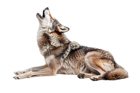 howling wolf on isolated transparent background