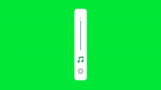 Mobile Volume up down Slider Bar animation Green screen. Sound volume level control on off mute button. speaker Sound setting Control Panel, Playback Music audio scroll slider.