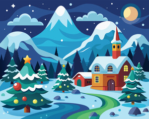 Fototapeta na wymiar Winter landscape of the park hello winter vector illustration