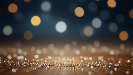 abstract background with colorful and gold particle bokeh . Christmas Golden light shine particles bokeh