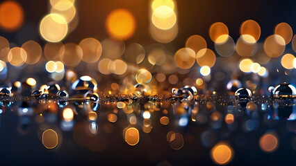 abstract background with colorful and gold particle bokeh . Christmas Golden light shine particles bokeh