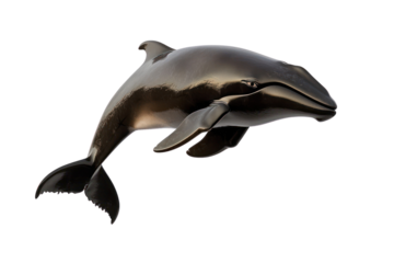 long finned pilot whale on isolated transparent background