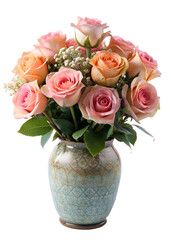 Bouquet of roses in a ceramic vase