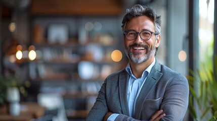 Fototapeta premium delighted smiling businessman ceo manager at office meeting, driving corporate success