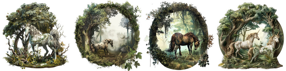 Centaur roaming through a magical glade Hyperrealistic Highly Detailed Isolated On Transparent Background Png - obrazy, fototapety, plakaty