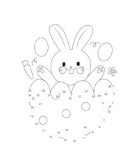 Dot easter coloring page black and white coloring book page