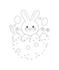 Dot easter coloring page black and white coloring book page