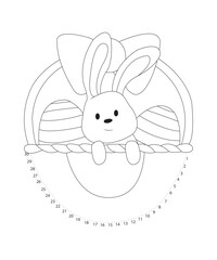 Dot easter coloring page black and white coloring book page