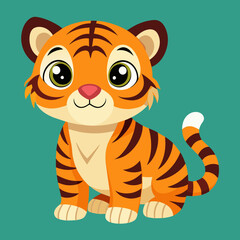 baby tiger vector art