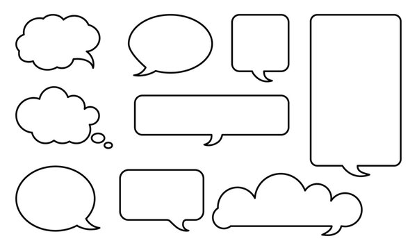 A simple handwritten style balloon set. Comic text speech bubble on transparent background. Vector illustration 