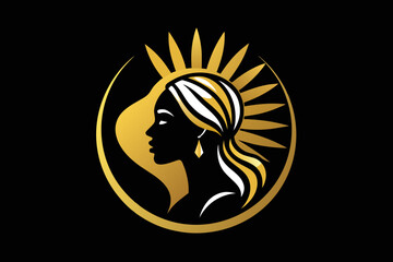 Radiant emblem featuring the graceful profile of an African American woman in golden hues.