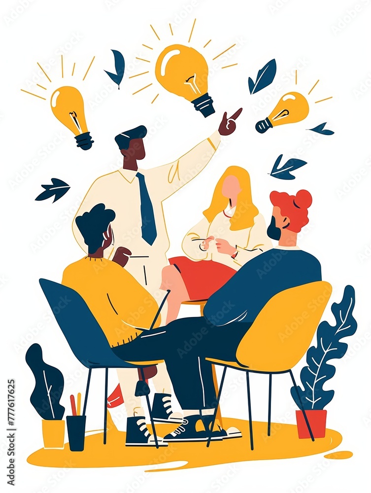 Aufkleber affirmation card: person of color leading brainstorming session generative ai