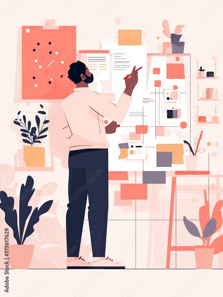 Aufkleber affirmation card of a man of color leading a brainstorming session generative ai