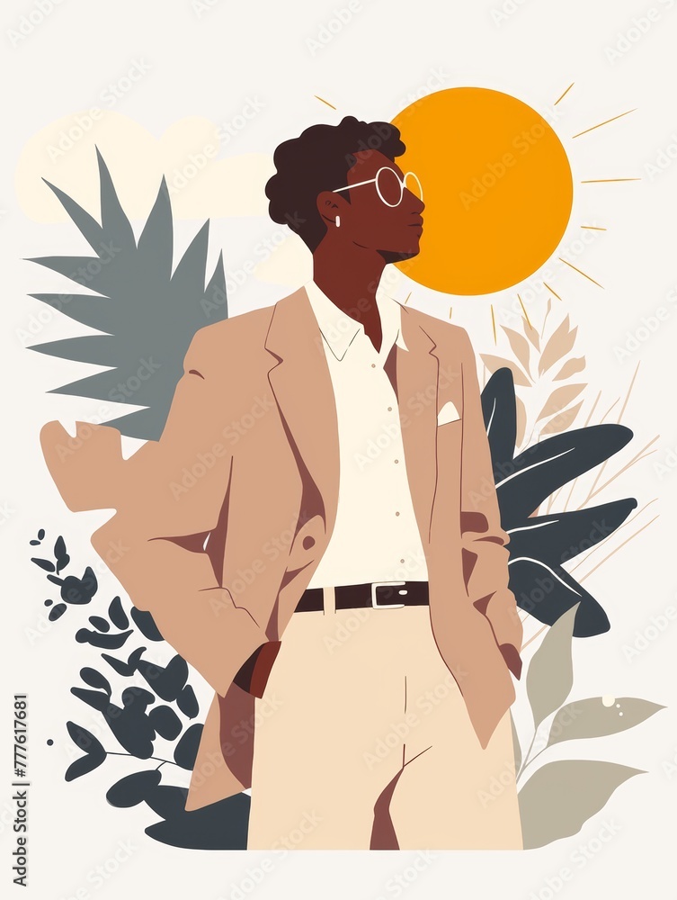 Poster affirmation card of a man of color leading change initiative generative ai