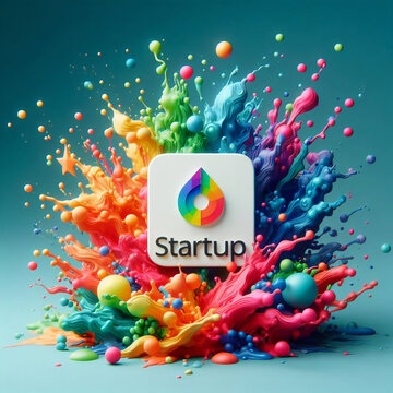 startup mot and colorful explosion