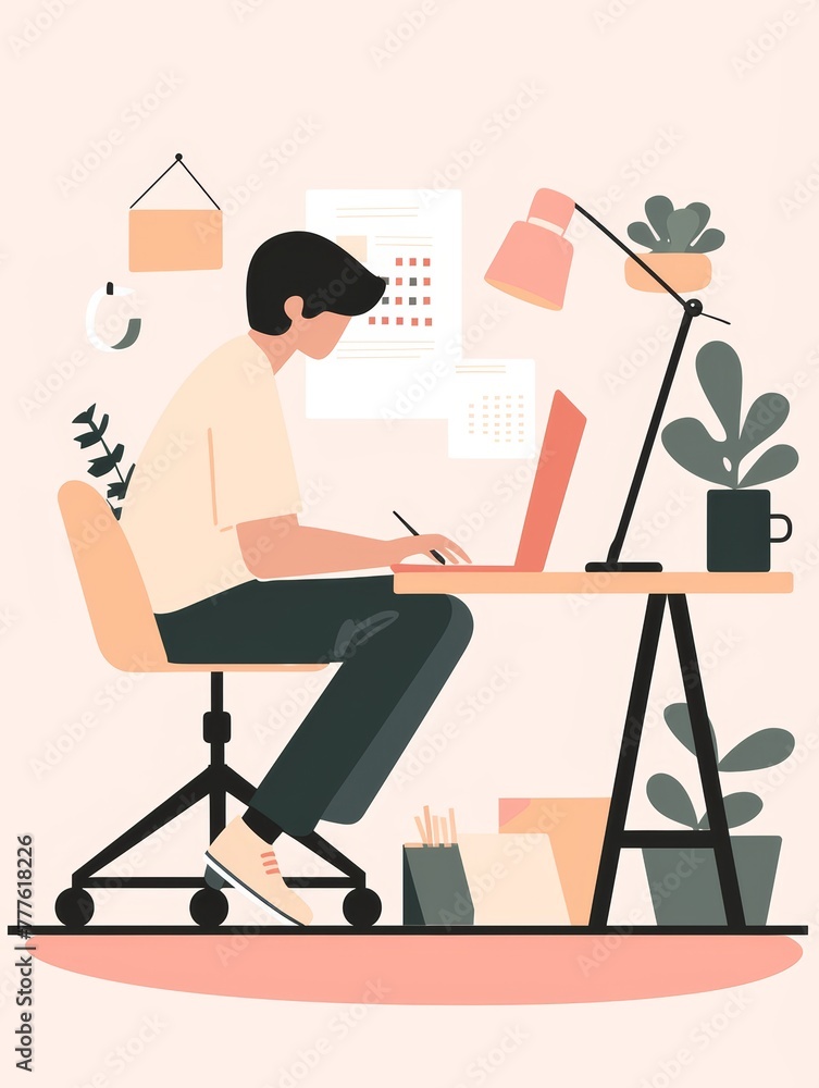 Poster non-binary entrepreneur drafting a professional proposal generative ai