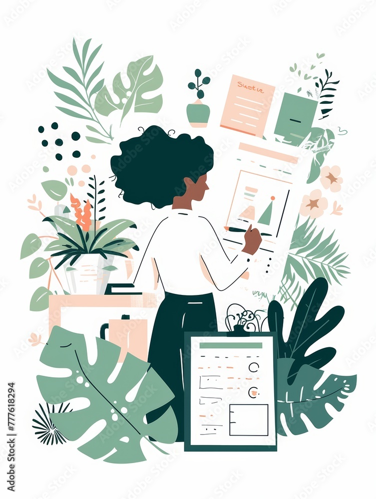 Poster nonbinary individual crafting a project charter: a minimal illustration generative ai