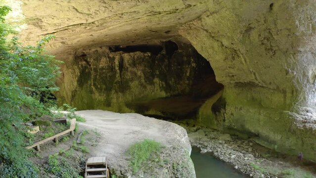 A tourist destination near Vratsa  in Bulgaria, frequented for its historical significance and a speological site for its natural rock formations and subterranean streams in Gods Bridge cave.
