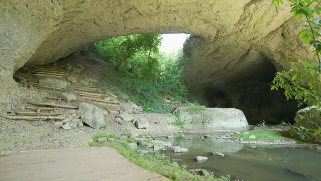 Entrance of Gods Bridge, a popular tourist destination, a geological park and a speological site near Vratsa. in Bulgaria.