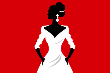 Silhouette image beautiful Luxury graphic  illustration woman outline style white background