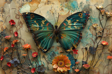 mysterious pressed flower and butterfly art