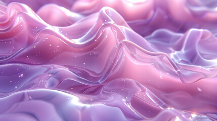 Abstract 3D fluid shapes in light pastel purple, pink and blue colors Background