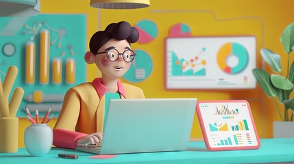 oth a laptop and a tablet to review and plan for the company’s growth through detailed financial graphs and projections. 