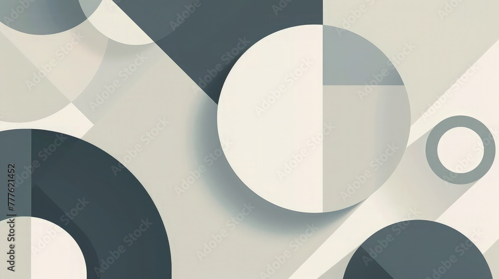 Poster a minimalist geometric background with large, simple shapes like circles and rectangles in a muted c