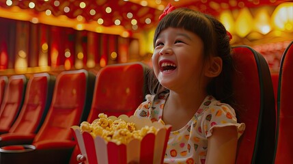 Joyful children sitting in the cinema