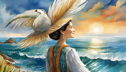 mujer mirando al mar nostalgica