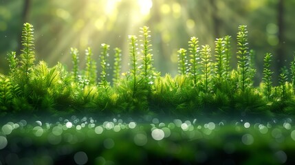  trees' branches scatter sunlight; foreground grass gently blurred