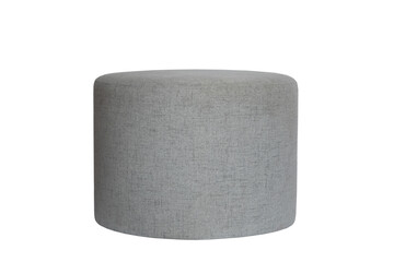 comfortable gray round pouf isolated on white background