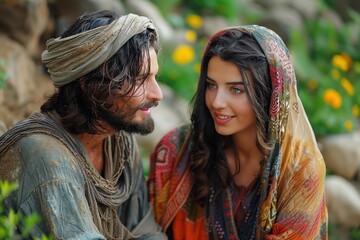 Jesus Christ and the Samaritan woman.