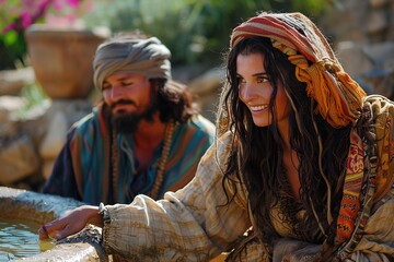 Jesus Christ and the Samaritan woman.