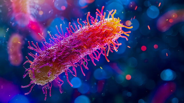 Salmonella typhi under the microscope. 3d visualization.