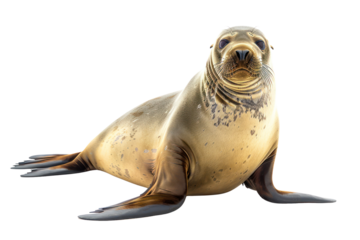 Southern elephant seal on isolated transparent background