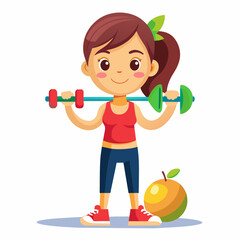 fitness-girl-holding-weight-and-apple--illustratio 