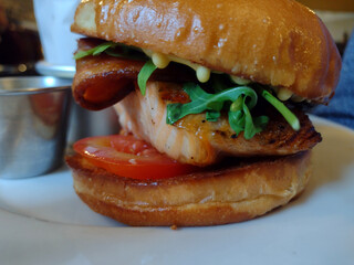 Mouthwatering Flaky Dripping Fish Sandwich Cuisine