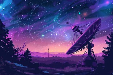 Radio telescope pointing to the sky.	
 - obrazy, fototapety, plakaty