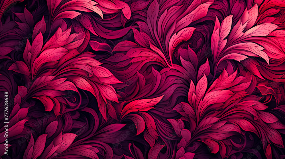 Poster a red background with a red flower pattern.