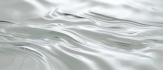 A serene and minimalistic abstract image with a fluid wavy pattern in white and gray, versatile for...