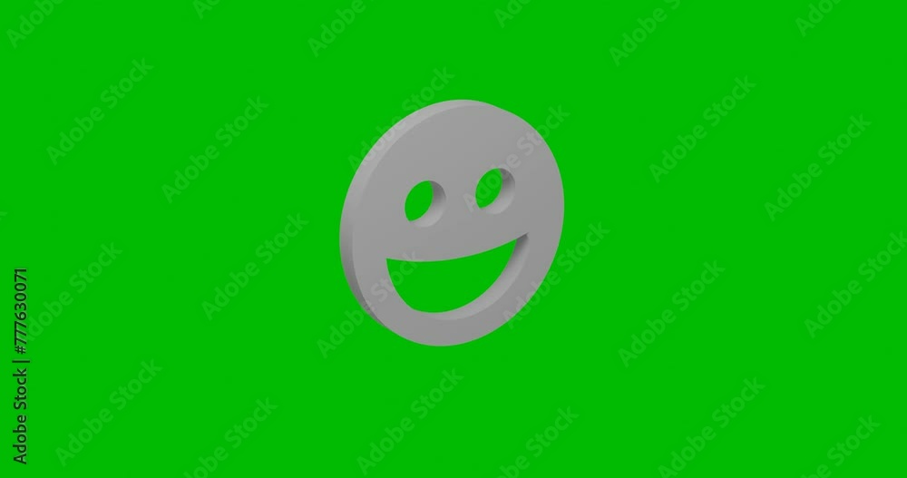 Poster animation of rotation of a white laughter face symbol with shadow. simple and complex rotation. seam