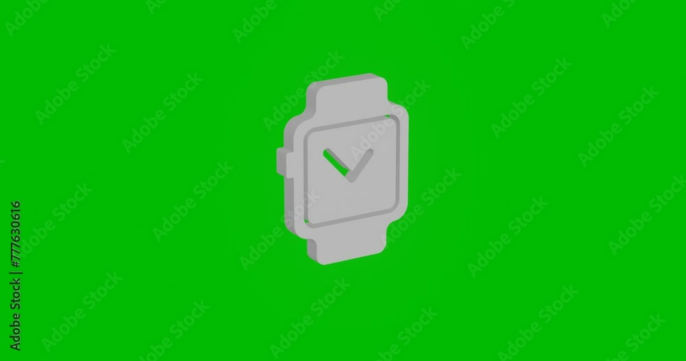 Poster animation of rotation of a white smart watch symbol with shadow. simple and complex rotation. seamle