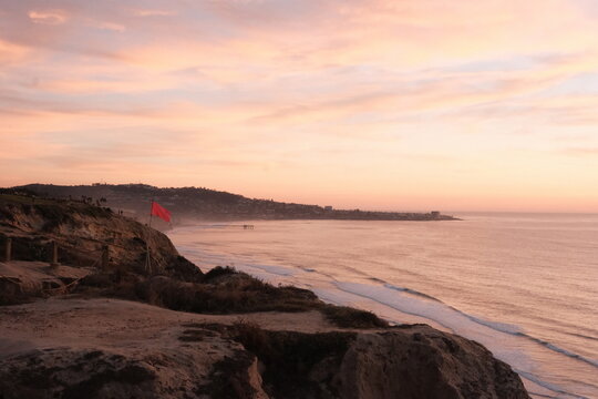 Beautiful sunset of Torrey Pines in La Jolla